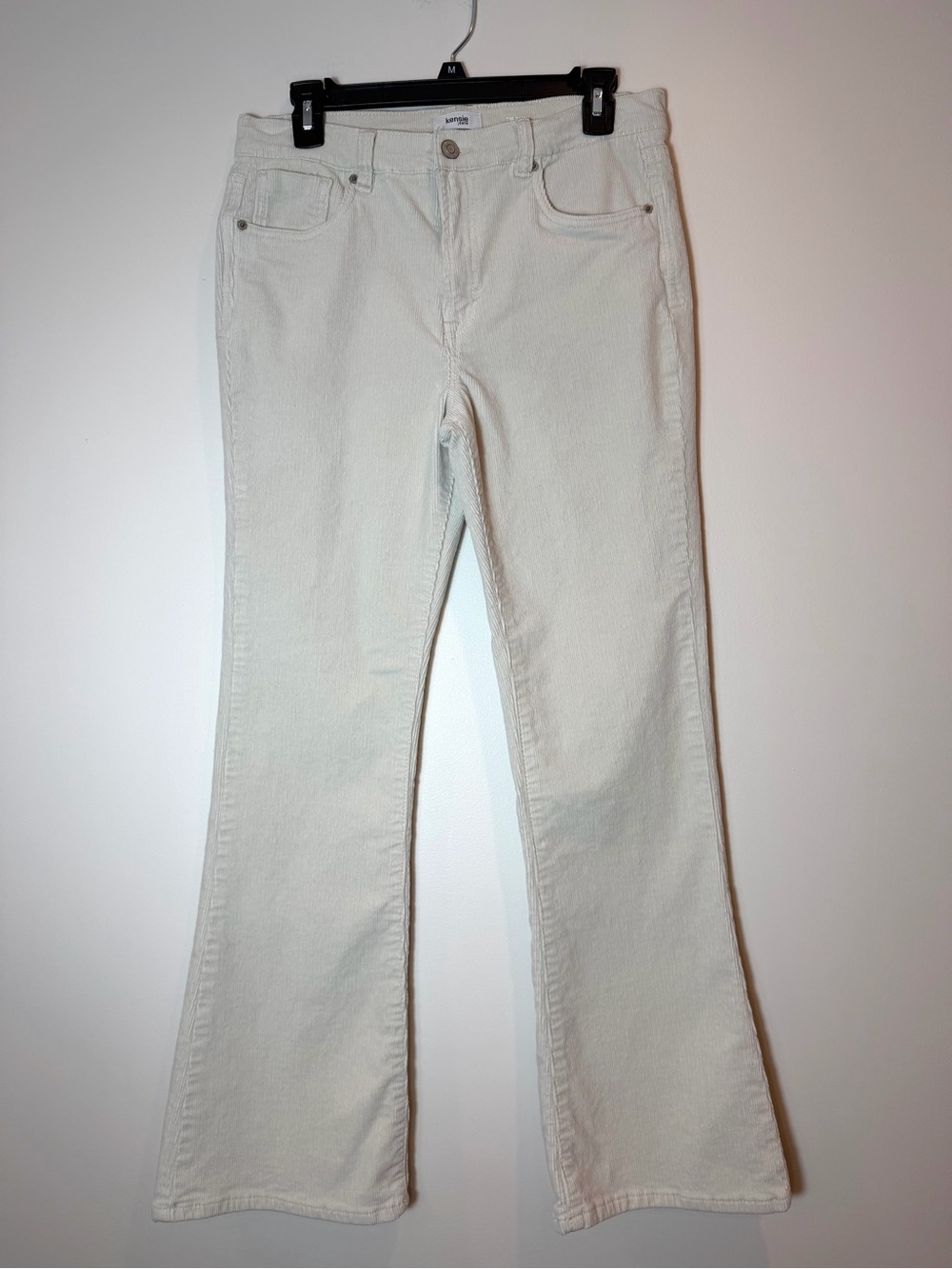 Kensie Cream Flare Corduroy Natali High rise Pants Soft Neutrals Size 8/29